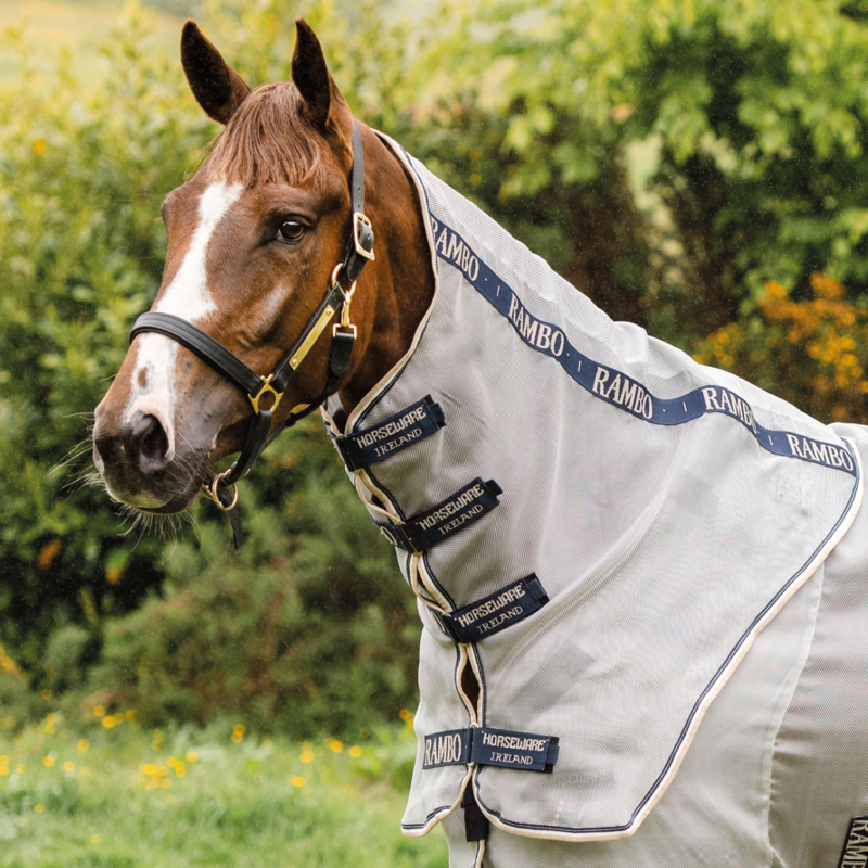Horseware Rambo Protector Fly Sheet - Silver/Navy/White/Beige-3